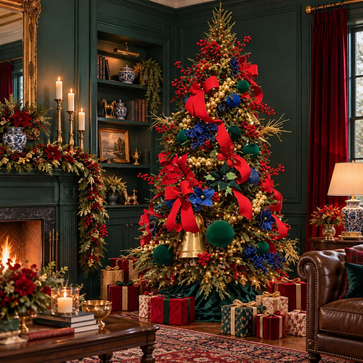 Christmas at the Manor tartan and gold Christmas tree