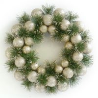 Majestic Pine Wreath - with Champagne Bauble Wreath