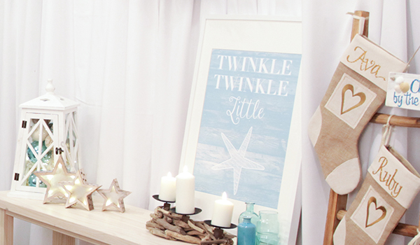 Coastal Poster Blog Image - Twinkle Twinkle Little and a personalised stockings