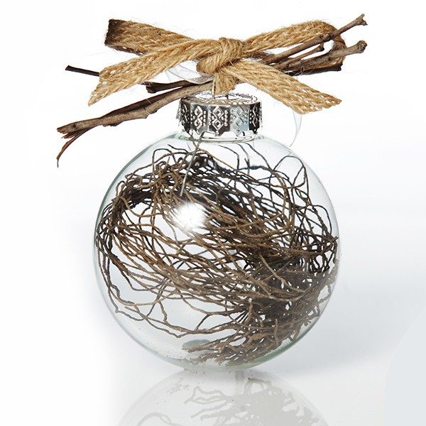 Woodland Craft Bauble with brown ribbon and sticks