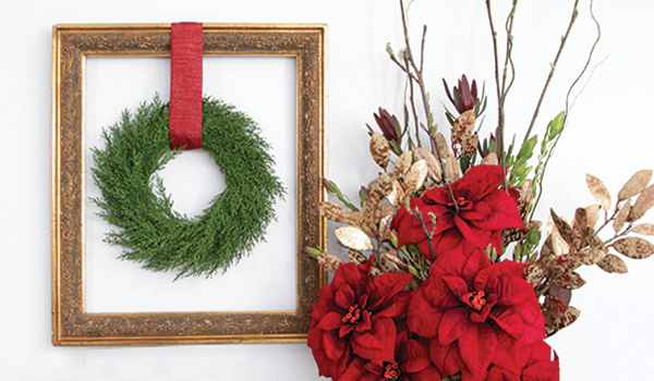 Royale Frame Make and Create with christmas wreath and red florals - Make and Create: Christmas Royale Wreath Wall Hanging
