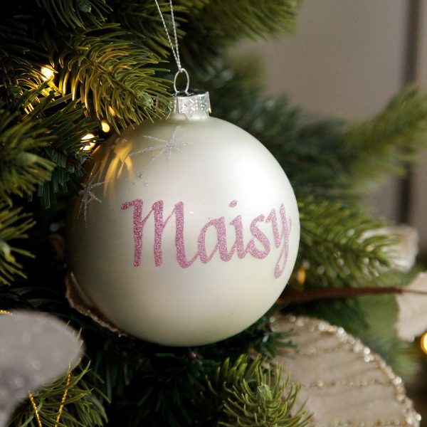 pearl glass bauble with pink writing - Top Tips to Prepare Your Christmas Feast in Advance