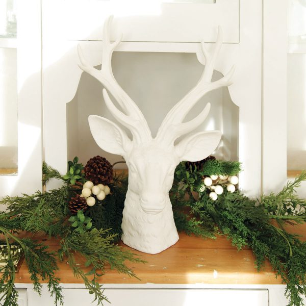 White Deer on Mantle copy - Spring Decorating with a Touch of Christmas