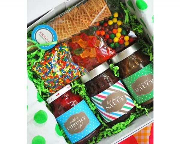 Box of treats - 3 Jams, Ice cream Cone, Sprinklers, Gummy Bears and round candies