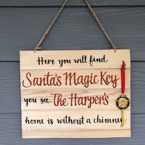Here you will find Santa's Magic Key you see. The harpers home is without a chimney - Decorate Your Front Door with Christmas Flair