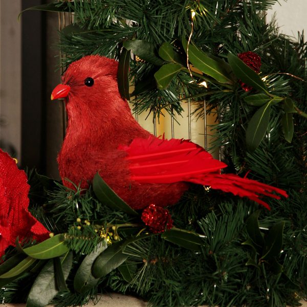 red cardinal bird - How to Create a Burlap, Bells and Birds Christmas Theme