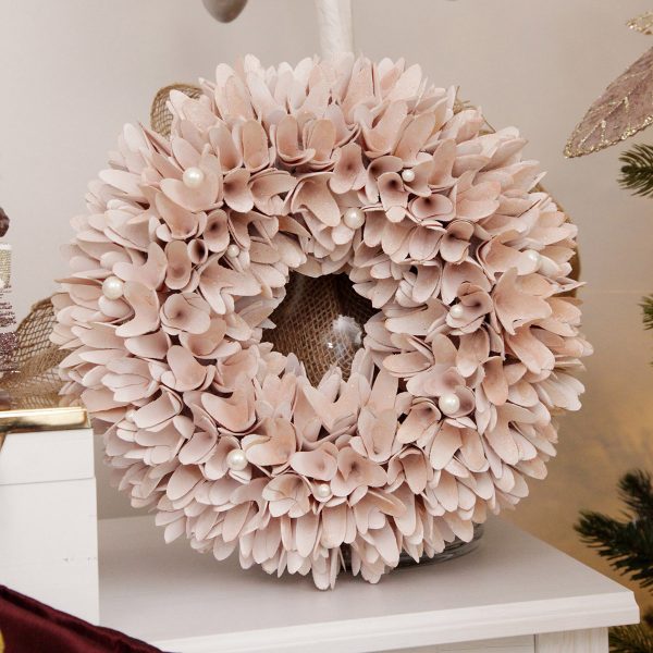 Pink Boxwood Wreath with White Berry - Creative Storage Tips for Your Christmas Decorations