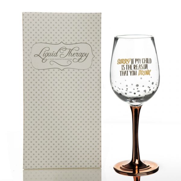 Personalised Sorry if my Child is the reason that you drink Wine Glass with giftbox