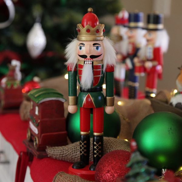 A Christmas Kitchen Traditional Christmas Wooden Nutcracker Soldier Ornament with Crown - Medium - Housewarming Christmas Gifts