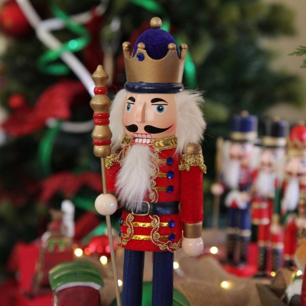 A Christmas Kitchen Traditional Christmas Wooden Nutcracker Soldier Ornament with Staff - Large - Housewarming Christmas Gifts