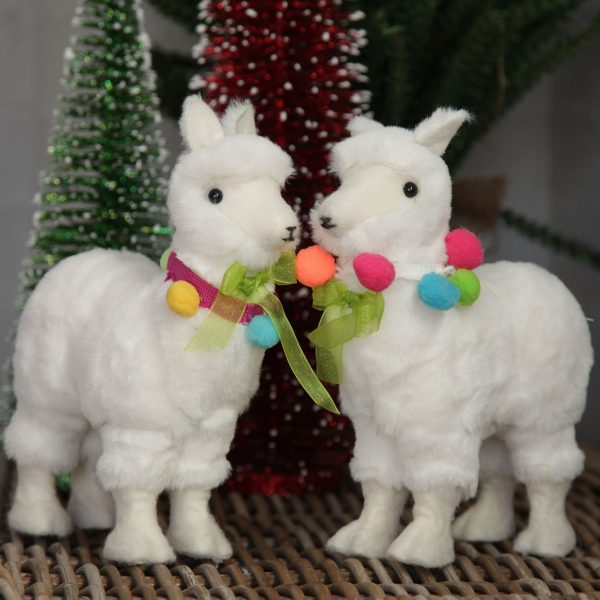 Falalala Llama Christmas Fiesta Fluffy White Llama Craft - Housewarming Christmas Gifts