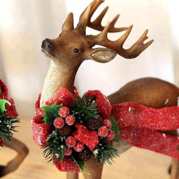 Lifestyle Deer with red bow - Housewarming Christmas Gifts