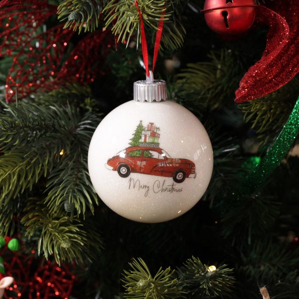 A Christmas Kitchen Happy Holiday Lightup Baubles - Set of 4 Merry Christmas Car