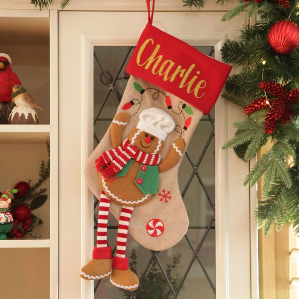 A Christmas Kitchen Personalised Gingerbread Boy Stocking with Dangly Legs Hutch