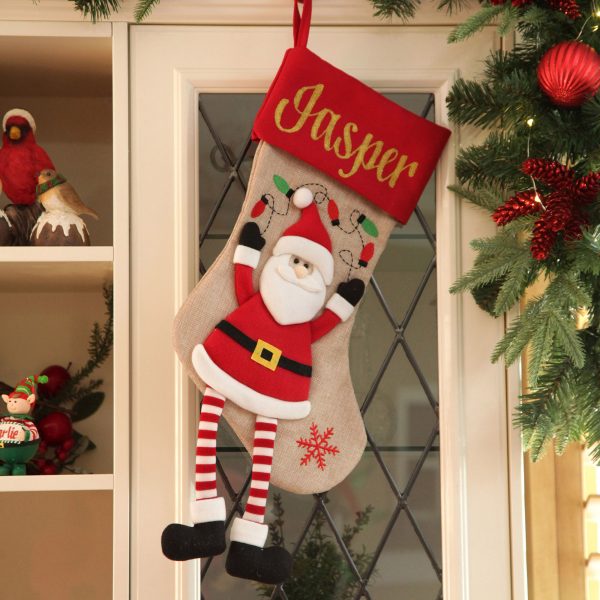 A Christmas Kitchen Personalised Santa Christmas Stocking with Dangling Legs Hutch