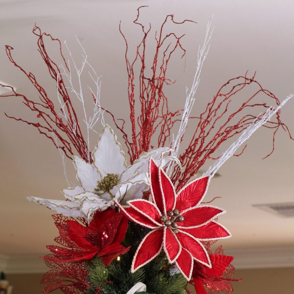 A Christmas Kitchen White and Red Glitter Branch Sprays