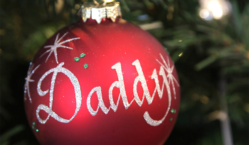 Christmas Tree Memories Red Glass Personalised Bauble - Daddy