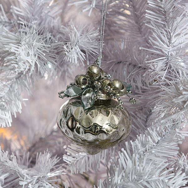 Luxe - Gem bauble hanging in a white christmas tree