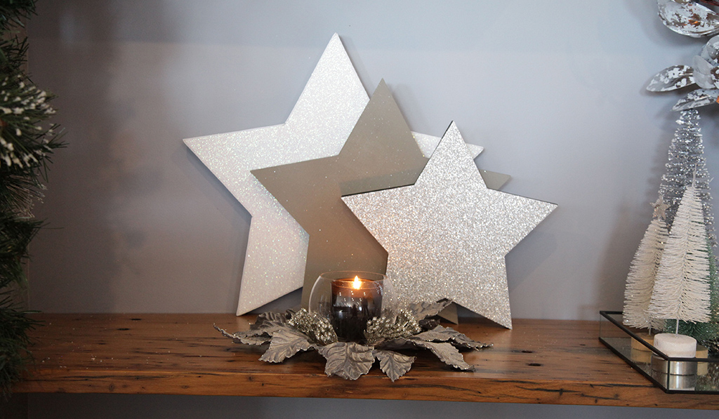 Make and Create: Silver and Sage Christmas – Set of 3 Glitter Star Trays