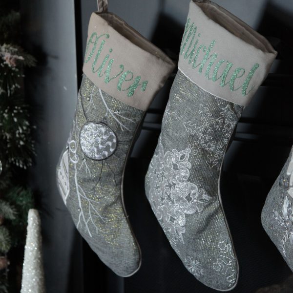 Silver Frost Christmas Personalised Silver Stocking