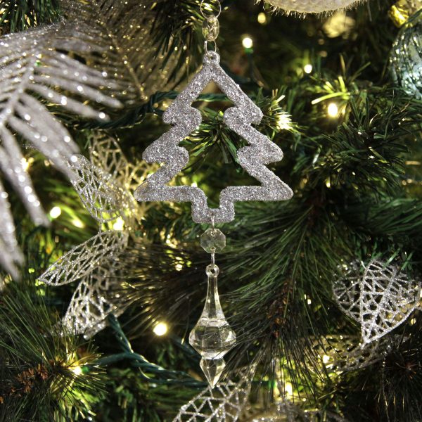 Silver Frost Christmas Tree Decoration with Acrylic Bead