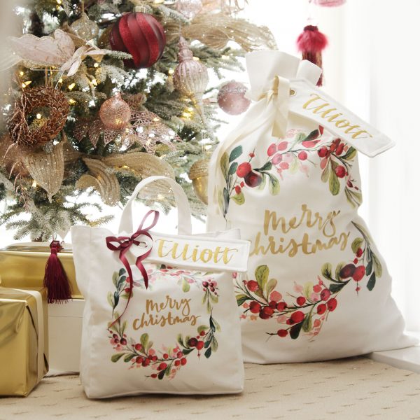 Sugar Plum Christmas Personalised Sugarplum Merry Canvas Gift Tote Bag