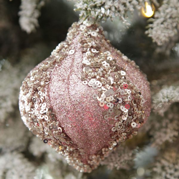 Sugar Plum Christmas Pink Glitter and Sequin Bauble