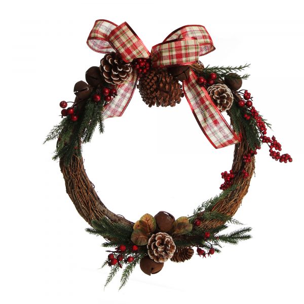 Wreath - Rustic Design and with red bow