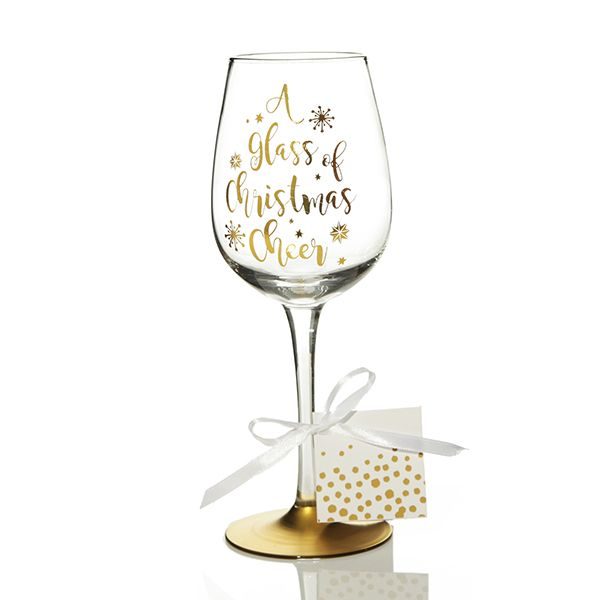 Christmas Wine Glass a Glass of Christmas Cheer with Tag