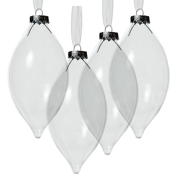Clear Craft Teardrop Bauble Set with white background