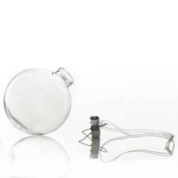 Clear Glass Craft Bauble Open Lid with white background