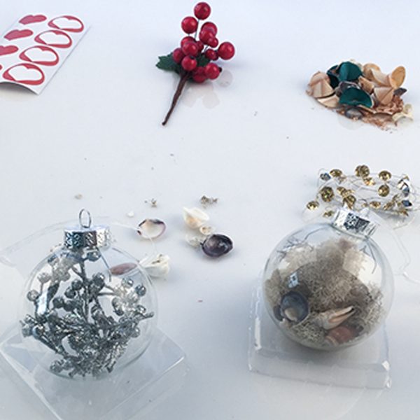 Coastal Christmas make and Create Bauble Bits Placed in a White Surface