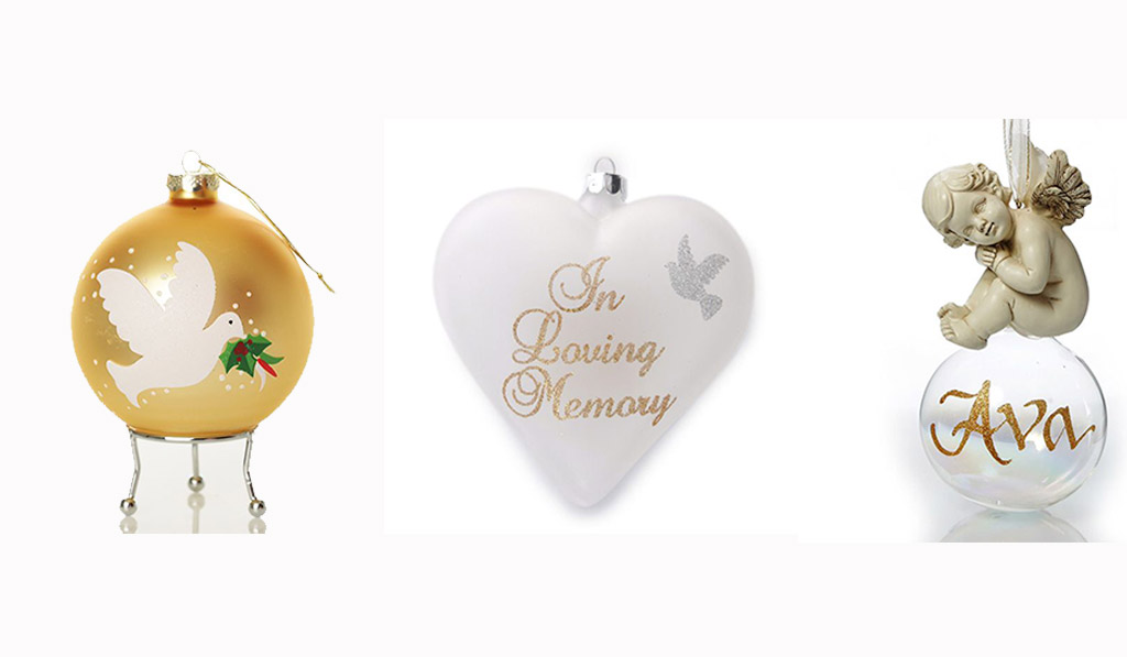 Forever in our hearts - Personalised Golden Bauble with birds, In loving memory, Ava Gumnut baby Bauble
