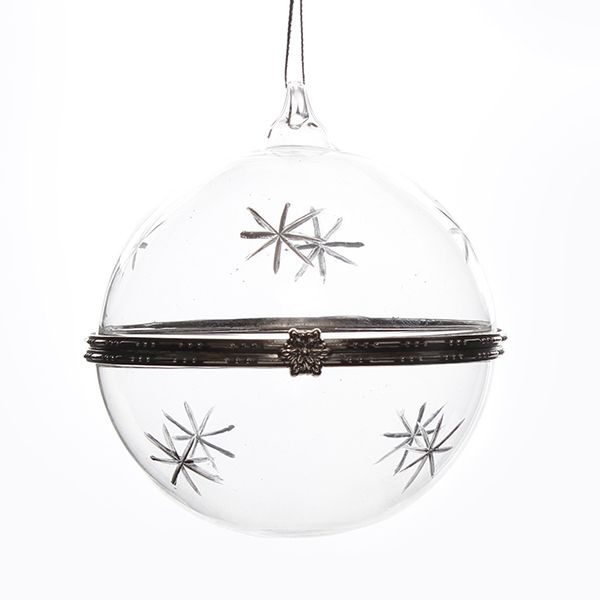 Glass Gift Bauble with Snowflake Design in a White Background