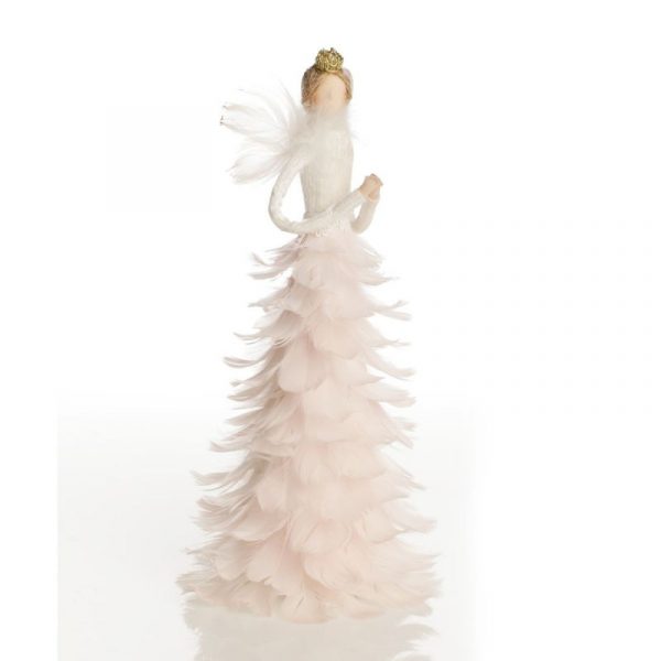 Graceful Standing Pink feather Angel with white background