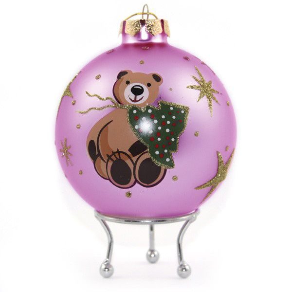Pink Christmas Bear with Tree Bauble -