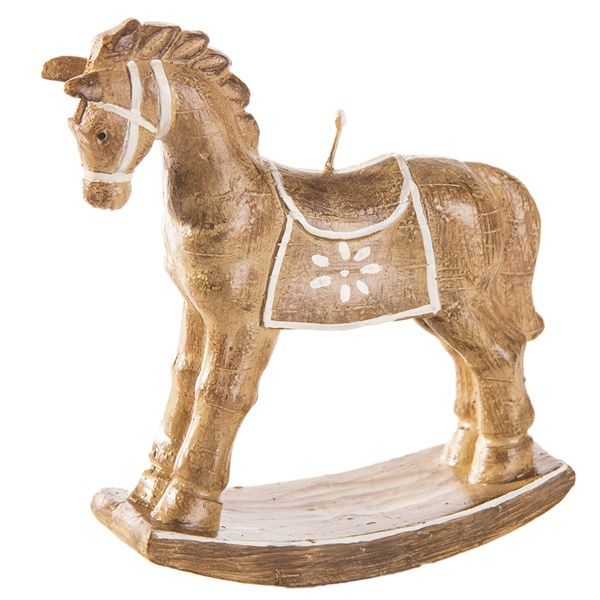 Rocking horse candle with a white background