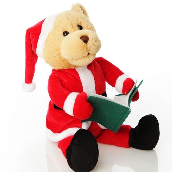 Story Telling Christmas Teddy Bear reading a book