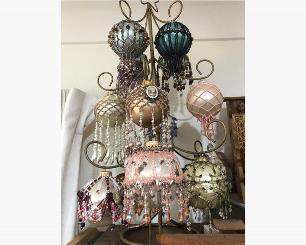 Hanging Baubles multi coloured with Nets and Gems