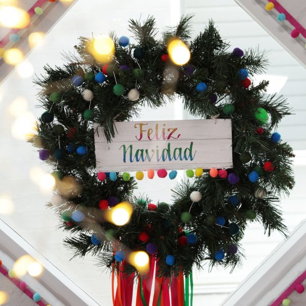 Falalala Llama Christmas Fiesta 'Feliz Navidad' Plaque Wreath Hanging