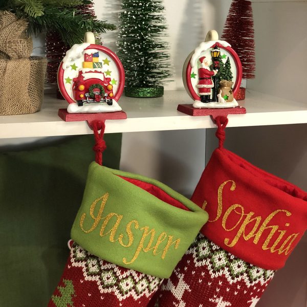 Lightup Stocking Hangers with Knitted Stockings Hanging