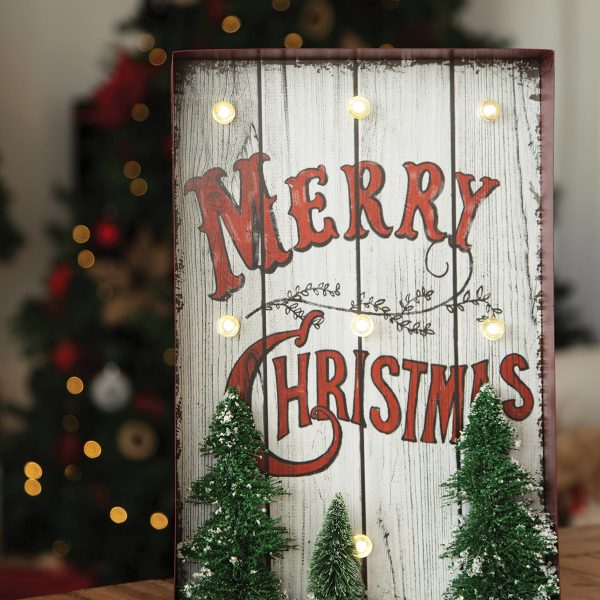 Merry Christmas Vintage Light Sign and a small top trees