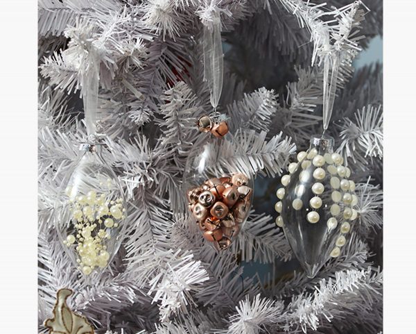 Pastels and Pearls Bauble Hanging in a White Christmas Tree