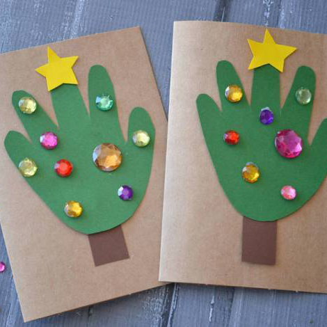 Christmas Tree Card - with Gems and star on top