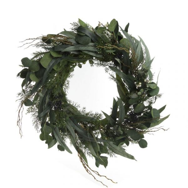 Eucalptus Mixed leaf Australiana Christmas Wreath with White Background