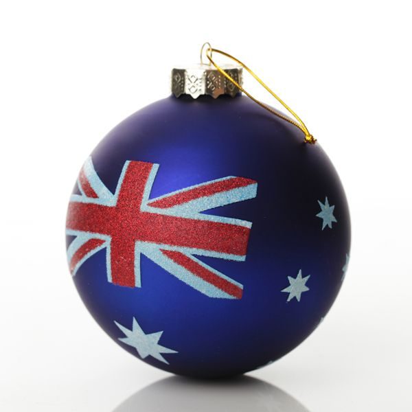 Hand Painted Bauble Australian Flag with white Background