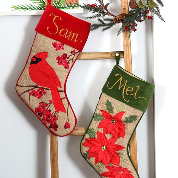 Rustic Lifestyle Personalised Stocking Hanging in a Ladder