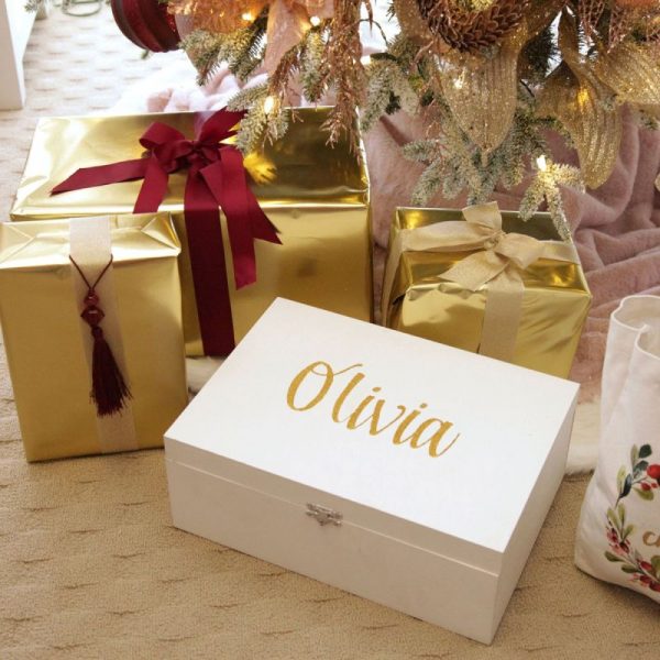 Sugar Plum Christmas Presents and Personalised Gift Box Under a Christmas Tree