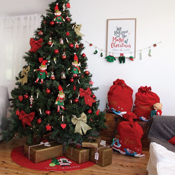 Magical Morning Christmas Tree With Christmas Santa Sacks and Gifts Under the Tree