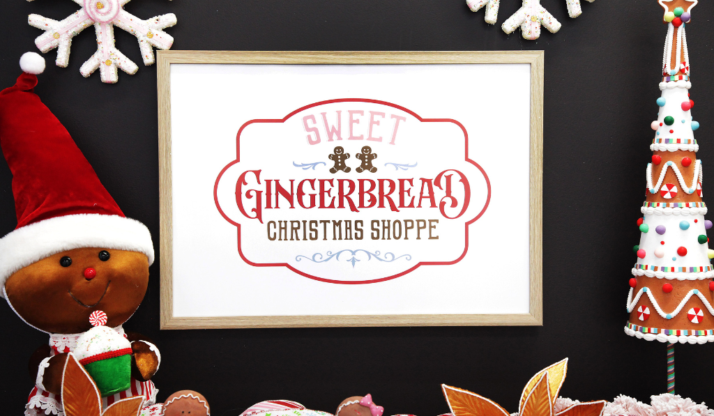 "Sweet Gingerbread Christmas Mantle Poster Download "